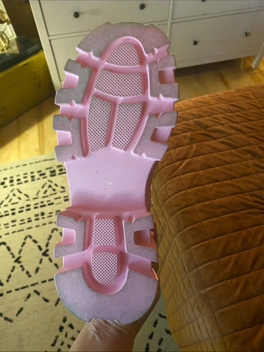 Sugar Thrillz Pink Platform Mary Jane Loafers with Pearl Strap